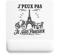 Tapis de Souris J’Peux Pas Je suis Parisien J'peux Pas Minimaliste | Tapis Ergonomique 22 × 18 cm Repose-Poignet en Mousse | Bureau Télétravail Études | Cadeau Homme Femme Anniversaire Noël
