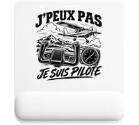 Tapis de Souris J’Peux Pas Je suis Pilote | Tapis Ergonomique 22 × 18 cm Repose-Poignet en Mousse | Bureau Télétravail Études | Cadeau Homme Femme Anniversaire Noël
