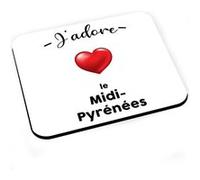 Tapis de souris J'adore le midi pyrenees region de france toulouse G
