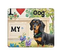 Tapis De Souris J'aime Mes Chiens Teckels Bureau Tapis Souris Glissement Facile Tapis De Souris Antidérapant, pour Jeux, Ordinateur Portable, 25x30cm