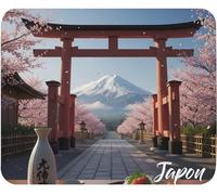 Tapis de Souris Japon Souvenir Mont Fuji Sakura Cerisier Ramen Sushi Haute qualité de Glisse Confortable Doux idée Cadeau Anniversaire Noël fête Homme Femme ami collegue Mouse Pad 235 x 195 x 5mm