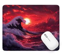 Tapis de Souris Japon Tapis de Souris 200 x 150 mm Bords Cousus, A-4633 | Flots Mouse Pad Petit, avec Imperméable et Antidérapante Mousepad, pour PC Gamer Bureau Decor, Cadeaux pour Hommes A-4633