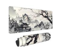 Tapis de souris japonais XL 80 x 30 cm - Style anime - Grand tapis de souris de jeu - Base en caoutchouc antidérapant - Bords cousus pour la maison et le bureau
