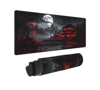 Tapis de souris japonais XL 80 x 30 cm - Style design - Grand tapis de souris de jeu étendu - Pour clavier - Base en caoutchouc antidérapant - Bords cousus - Pour la maison et le bureau - Noir/rouge