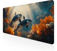 Tapis de Souris Jaune Tapis de Souris Gamer 1000x500 Grand sous Main Bureau Baleine Modèle, Base Antidérapante en Caoutchouc Mousepad, Imperméable Durable Mouse Pad pour PC Gamer & Deco Bureau D1-544