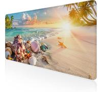 Tapis de Souris Jaune Tapis de Souris Gamer 1400x600x3mm Grand sous Main Bureau Plage Modèle,Base Antidérapante en Caoutchouc Mousepad,Imperméable Durable Mouse Pad pour PC Gamer & Deco Bureau D1-886