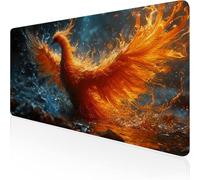 Tapis de Souris Jaune Tapis de Souris Gamer 900x500x3mm Grand sous Main Bureau Phénix Modèle,Base Antidérapante en Caoutchouc Mousepad,Imperméable Durable Mouse Pad pour PC Gamer & Deco Bureau D1-346
