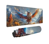 Tapis de Souris Jaune Tapis Souris XXL 100 x 50 cm, sous Main Bureau Hibou Mouse Pad avec Bords Cousus, Imperméable Base en Caoutchouc Antidérapant Surface pour Bureau, Études, Gaming -zjn2509TD