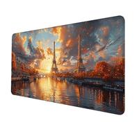 Tapis de Souris Jaune Tapis Souris XXL 1200 x 600mm, Imperméable Mousepad Paris Motif Bords Cousus Conception Accessoire Bureau Base en Caoutchouc Antidérapant Surface pour Gamer, Bureau -hjw25064N