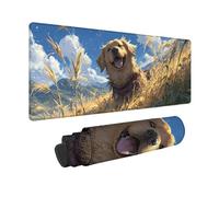 Tapis de Souris Jaune Tapis Souris XXL 80x40cm, sous Main Bureau Chien Mouse Pad avec Bords Cousus, Imperméable Base en Caoutchouc Antidérapant Surface pour Bureau, Études, Gaming -zjn25091UT9N53K