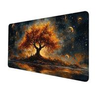 Tapis de Souris Jaune Tapis Souris XXL 900 x 300 mm, Imperméable Mousepad Arbre Motif Bords Cousus Conception Accessoire Bureau Base en Caoutchouc Antidérapant Surface pour Gamer, Bureau -hjw2506NK