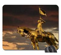 Tapis De Souris, Jeanne d'arc Sculpture Dorée Statue Dorée Héroïne Tapis De Souris Gamer Antidérapante Tapis De Souris D'Ordinateur Confort Souris De Gaming pour Jeux Souris 25X30Cm