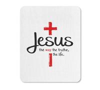 Tapis De Souris Jésus Croix Le Chemin La Vérité La Vie Moderne Mousepad Lavable Accessoire Bureau pour Maison Ordinateur Clavier 25X30Cm