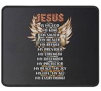 Tapis De Souris Jesus is My God King Savior Christianty Verse and Prayers Religious Inspirational Mouse Pad Doux sous-Main Anti-Dérapant Mousepad pour Claviers Voyage Table 25X30CM