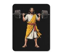 Tapis De Souris Jésus Soulève des Poids Étanche Tapis De Souris Gaming Durable Accessoire Bureau pour Travail Maison Pc 25X30Cm
