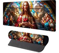 Tapis de Souris JéSus, Tapis de Souris XXL 800 x 300 mm, sous Main Bureau avec Base en Caoutchouc Antidérapante, Gaming Mouse Pad avec Coutures sur Les Bords, Gaming Accessoire Bureau, Couleur Q-4071