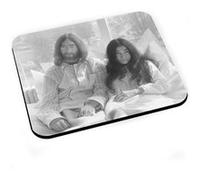 Tapis de souris John lennon yoko ono vintage beattles noir & blanc 70's Noir G