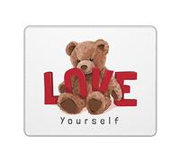 Tapis De Souris Jouet Ours Mignon avec Le Slogan Rouge Love Yourself Tapis De Bureau Moderne Mouse Pad Portable Accessoires De Jeu Mac Et Pc pour Travail Gaming Clavier 25X30Cm