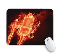 Tapis De Souris Karaoké Feu Microphone Rouge Musique Station De Radio Nuit Tapis De Souris Carré Résistant À Usure Bureau Tapis Souris, pour Ordinateur, Maison, 25 x 30cm