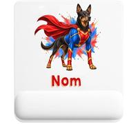 Tapis de Souris Kelpie Australien : Super-héros | Tapis Ergonomique 22 × 18 cm Repose-Poignet en Mousse | Bureau Télétravail Études | Cadeau Propriétaire Chien Homme Femme Anniversaire Noël