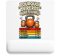 Tapis de Souris Kettlebell Pourquoi Je perds | Tapis Ergonomique 22 × 18 cm Repose-Poignet en Mousse | Bureau Télétravail Études | Cadeau Homme Femme Anniversaire Noël