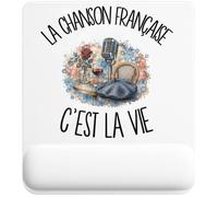Tapis de Souris La Chanson française C'est la Vie | Tapis Ergonomique 22 × 18 cm Repose-Poignet en Mousse | Bureau Télétravail Études