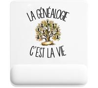 Tapis de Souris La Généalogie C'est La Vie | Tapis Ergonomique avec Repose-Poignet Intégré | Idée Cadeau Homme Femme Bureau Anniversaire Noël | Imprimé en Bretagne