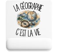 Tapis de Souris La géographie C'est la Vie | Tapis Ergonomique 22 × 18 cm Repose-Poignet en Mousse | Bureau Télétravail Études | Cadeau Géographe Homme Femme Anniversaire Noël
