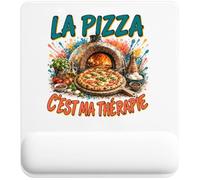 Tapis de Souris La Pizza C'est ma thérapie | Tapis Ergonomique 22 × 18 cm Repose-Poignet en Mousse | Bureau Télétravail Études | Cadeau Homme Femme Anniversaire Noël