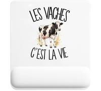 Tapis de Souris La Vache C'est La Vie | Tapis Ergonomique avec Repose-Poignet Intégré | Idée Cadeau Homme Femme Bureau Anniversaire Noël | Imprimé en Bretagne