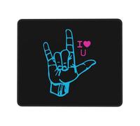 Tapis De Souris Langue des Signes Je t'aime Mousepad Antidérapante sous-Main Imperméable Mouse Pad pour Gaming Ordinateur Bureau S