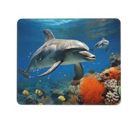 Tapis de souris lavable avec base en caoutchouc antidérapant, motif dauphins, bleu, pour ordinateur portable, accessoires de bureau, table d'ordinateur, maison, 21,1 x 26,2 cm