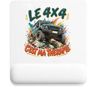 Tapis de Souris Le 4X4 C'est ma thérapie | Tapis Ergonomique 22 × 18 cm Repose-Poignet en Mousse | Bureau Télétravail Études | Cadeau Homme Femme Anniversaire Noël
