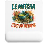 Tapis de Souris Le Matcha C'est ma thérapie | Tapis Ergonomique 22 × 18 cm Repose-Poignet en Mousse | Bureau Télétravail Études | Cadeau Homme Femme Anniversaire Noël