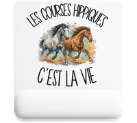 Tapis de Souris Les Courses hippiques C'est la Vie | Tapis Ergonomique 22 × 18 cm Repose-Poignet en Mousse | Bureau Télétravail Études | Cadeau Turfiste Homme Femme Anniversaire Noël