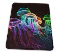 Tapis De Souris, Les Méduses sous-Marines Brillent Au Néon Coloré Bords Cousus Mouse Pad Lavable Tapis Souris pour Pc Joueurs Bureau 25X30cm
