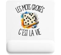 Tapis de Souris Les Mots Croisés C'est La Vie | Tapis Ergonomique avec Repose-Poignet Intégré | Idée Cadeau Homme Femme Bureau Anniversaire Noël | Imprimé en Bretagne