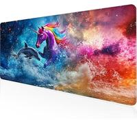Tapis De Souris Licorne,Sous Main Bureau Dauphin Tapis De Souris XXL Gaming 1200x600x3mm Protege Bureau Avec Base AntidéRapante,Durable ImperméAble Tissu Texturé Microtissu AméLiore PréCision Y1-983