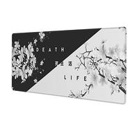 Tapis de souris Life Or Death Cherry Blossom - Grand tapis de bureau avec bords cousus pour gaming et ordinateur portable