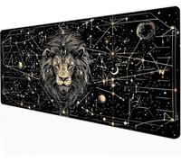 Tapis de Souris Lion 900x400mm Grand Tapis de Souris Gaming Constellation Bords Cousus - Imperméable - Base Antidérapante Améliore la Précision et la Vitesse pour Bureau, Études, Gaming -91351