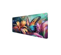 Tapis de Souris Lis, Tapis Souris XXL Gaming 1000x400x3mm Antidérapant Étanche Base en Caoutchouc Mouse Pad, Desk Mat avec Bords Cousus, Précision Améliorées pour PC, Ordinateur, (Papillon) D1-51