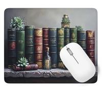 Tapis de Souris Livre, 32 x 26 cm Tapis de Souris Gamer Mousepad, ase en Caoutchouc Imperméable et Antidérapante, Carré Usine Mouse Pad avec Bords Surpiqués, pour Noël Décoration Cadeaux p1j-169