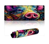 Tapis de Souris Long Motif Cochon psychédélique Grand Tapis de Bureau Base en Caoutchouc antidérapante Surface imperméable Bords Cousus durables pour Ordinateur Portable Bureau 30 x 80 cm