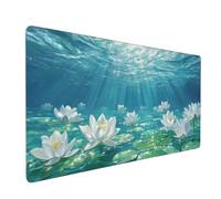 Tapis de Souris Lotus Tapis de Souris XXL 800x400 mm Fond de la mer Mouse Pad avec Surface Imperméable et Base Antidérapante, Convient pour Bureau, l'ordinateur, Améliore Précision et Vitesse 2S-597