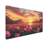 Tapis de Souris Lotus XXL 800x300 mm Tapis de Souris Gaming Antidérapant Desk Mat avec Bord Verrouillable, Imperméable Grand Mouse Pad Convient pour Maison et Salle de Jeux (Coucher de Soleil) 2S-643