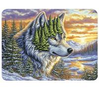 Tapis de Souris Loup 360 x 300 x 3mm, Petit Compact Surface Lisse en Microfibre Tapis Souris Base en Caoutchouc Anti-Dérapant, Silencieux Rapide et Précise pour Gaming, Travail, Home (Forêt), Model826