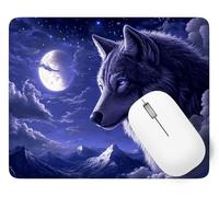 Tapis de Souris Loup, 42 x 35 cm Tapis de Souris Gamer Mousepad, ase en Caoutchouc Imperméable et Antidérapante, Carré Animal Mouse Pad avec Bords Surpiqués, pour Noël Décoration Cadeaux p1j-531