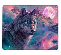 Tapis de Souris Loup Gaming Tapis Souris Bord Cousu et Base en Caoutchouc Mousepad Imperméable Mouse Pad Améliorées Vitesse et la précision pour PC Portable, Gaming Accessoires 260x220x3mm H0-451