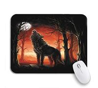 Tapis De Souris Loup-Garou Loup Lune Nuit Crépuscule Conte De Fées Silhouette Arbre Tapis De Souris Carré Lavable Tapis De Souris Antidérapant, pour Maison, Jeux, 25 x 30cm