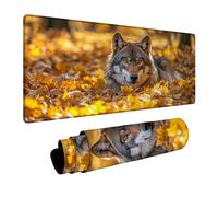 Tapis de Souris Loup Tapis de Souris Gamer Automne Mouse Pad Bords Cousus Précision et Vitesse Améliorées pour Decoration Maison Bureau Pc Portable Pc Gamer Clavier sans Fil 600x1400x3mm DBYH-2372